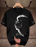 T-SHIRT BRAND FAST PRINT - Minimalist Lion "King" Black Graphic Tee
