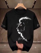 T-SHIRT BRAND FAST PRINT - Minimalist Lion "King" Black Graphic Tee
