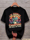 T-SHIRT BRAND FAST PRINT - Retro "Ldi-Saurus" Dinosaur Black Graphic Tee