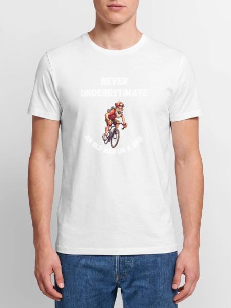 NEVER UNDERESTIMATE AN OLD MAN ON A BIKE - Men's Premium Organic T-Shirt