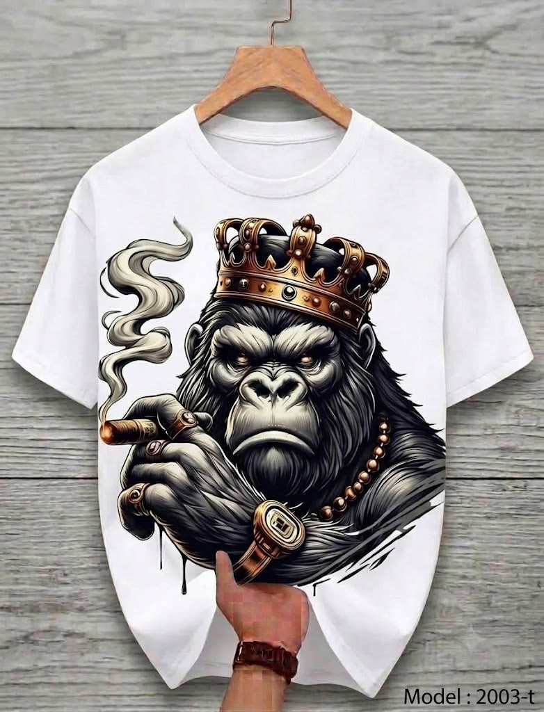 King Gorilla Crown & Cigar Graphic Tee | T-SHIRT BRAND FAST PRINT 2003