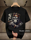 King Gorilla Crown & Cigar Black Graphic Tee | T-SHIRT BRAND FAST PRINT