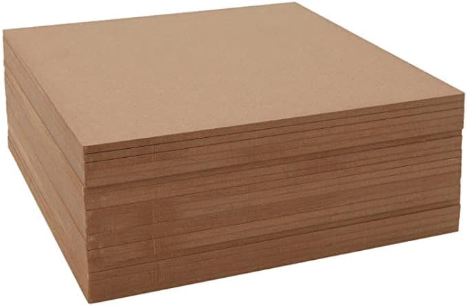 لوح خشبي فارغ، ألواح MDF للحرف اليدوية (4 ملم، عبوة من 10، 40x40 سم)