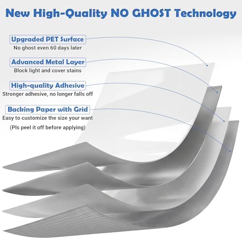 Whiteboard Sticker, Dry Erase Paper for Wall, PET-No Ghost Developer, 11 x 11 ft, Stain Resistant Self-Adhesive Wallpaper for Classrooms/Offices/Kids Painting