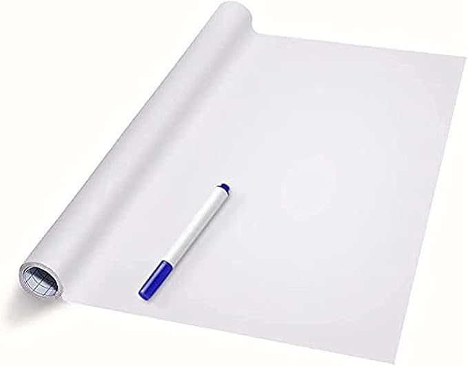 TECHBLAZE White Board Sticker with Marker Pen Reusable Extra Large Size for Wall Self Adhesive Removal use in Home Study Kids, Presentation Preparation in School and Office (White)