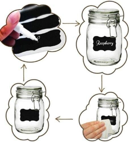 Premify 300 Chalkboard Labels with White Gold & Silver Erasable Chalk Markers, Pantry & Storage Stickers for Jars, Kitchen Labels, Mason, Spice, Glass, Cups, Containers, Laundry Room, Office Organizer
