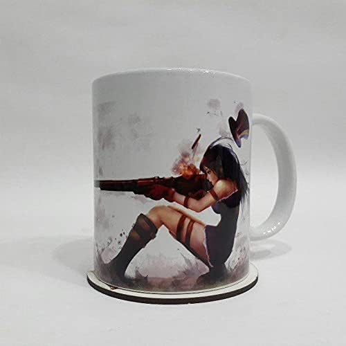 League Of Legend - Caitlyn printed Porcelain Mug with painting and Wooden Coaster