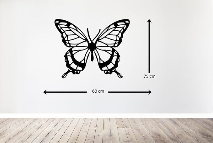 Wooden butterfly wall art, 75 x 60 cm, black