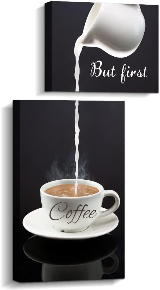 Pinetree Art Kitchen Canvas Coffee Bar Wall Decor Art (ولكن أولًا القهوة)