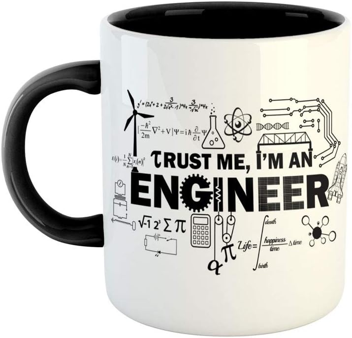 كوب ASHVAH "Trust Me I'm an Engineer" مضحك - كوب قهوة سيراميك أسود، فكرة هدية للمهندسين - أسود