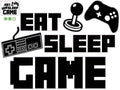 Eat Sleep Game Decal Gaming PVC Sticker Keyboard Joystick Gamepad Gamer Wall Art Design Teen Room Gaming Room Wall Sticker