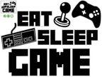 Eat Sleep Game Decal Gaming PVC Sticker Keyboard Joystick Gamepad Gamer Wall Art Design Teen Room Gaming Room Wall Sticker