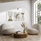 مجموعة KBKBART Sage Green Boho Wall Art من 3 قطع، لوحة فنية جدارية بوهيمية خضراء مريمية، تجريدية هندسية بخطوط أوراق شجر وشمس وقمر باللون البيج من الكانفاس