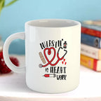 Happu - Printed Ceramic Coffee Mug, for Nurses, Nursing is Heart Work, Gift for Nursing Students, Gift for Community Helpers, Gift for Hospital Staff, 325 ML(11Oz), 3280-WH