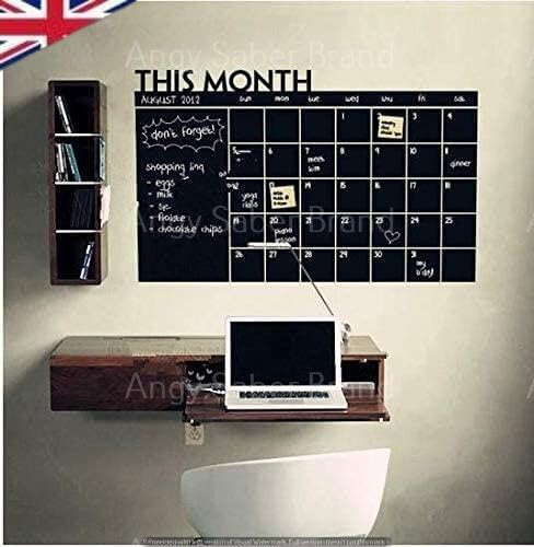 Removable Chalkboard Calendar Wall Stickers- Black