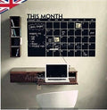 Removable Chalkboard Calendar Wall Stickers- Black