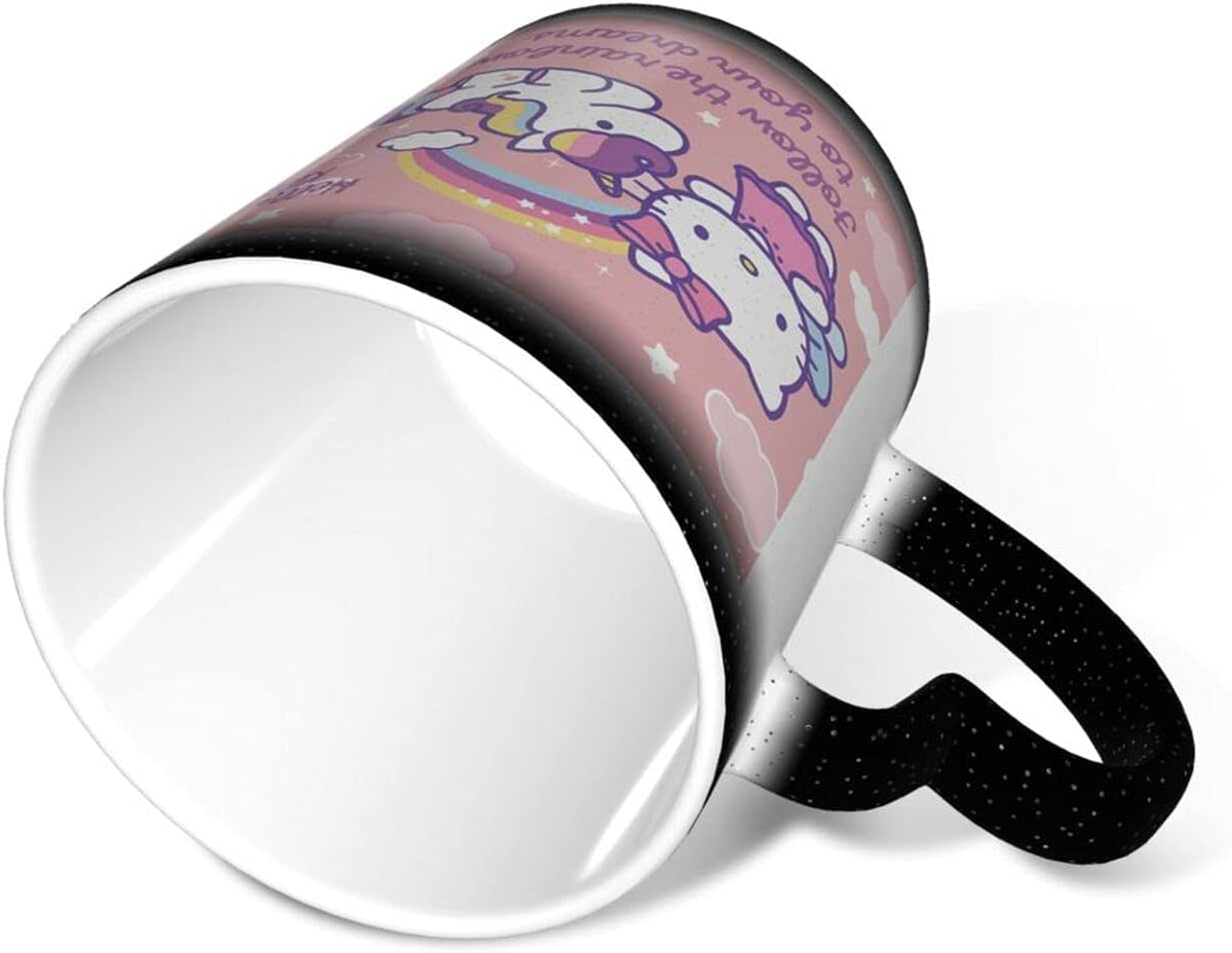 Tinwyde Anime Kitty Cat Mug Coffee Travel Mugs Novelty Heat Color Changing Mug Magic Galaxy Starry Ceramic Tea Cups Gift