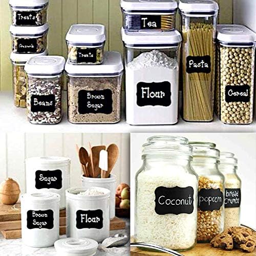 8 Xtra Large & 200 Large Chalkboard Labels - Silver Gold & White Chalk Pens - Chalk Board Mason Jar Labels - Removable Waterproof Blackboard Sticker Label for Jars Glass Bottle Kitchen Spice Jar