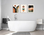 Orange Minimalist Boho Wall Art Geometry Neutral Abstract Art Modern 3 Pieces Stretched and Framed Artwork HD Pictures Canvas Prints Wall Art for Bedroom Office Home Bathroom Wall Decor 12"x16"x3