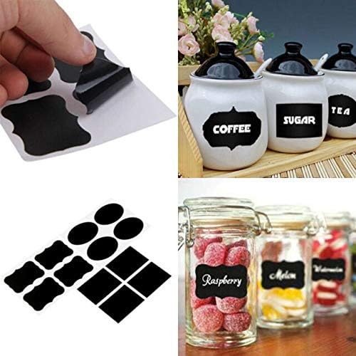 8 Xtra Large & 200 Large Chalkboard Labels - Silver Gold & White Chalk Pens - Chalk Board Mason Jar Labels - Removable Waterproof Blackboard Sticker Label for Jars Glass Bottle Kitchen Spice Jar