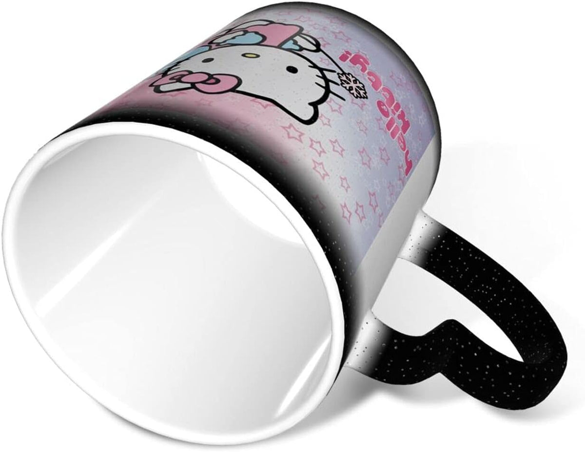 Tinwyde Anime Kitty Cat Mug Coffee Travel Mugs Novelty Heat Color Changing Mug Magic Galaxy Starry Ceramic Tea Cups Gift