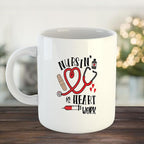 Happu - Printed Ceramic Coffee Mug, for Nurses, Nursing is Heart Work, Gift for Nursing Students, Gift for Community Helpers, Gift for Hospital Staff, 325 ML(11Oz), 3280-WH