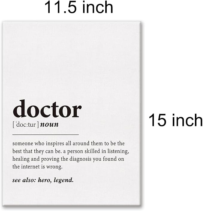 LEXSIVO Doctor Definition Print Canvas Wall Art Doctor Office Decor Modern Doctor Painting 12x15 Canvas Poster Framed Ready to Hang Artwork Medical School Student New Doctor Gift