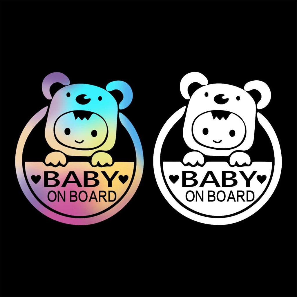 Toulifly Baby on Board Sticker, Baby in Car Sticker Sign and Sticker, 2 Pieces Baby Car Sticker, Removable Safety Sticker, Notice Board, Cute Baby Window Car Sticker, on Board Sticker