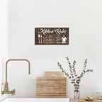 Pinetree Art Kitchen Rules Wall Decor Rustic Farmhouse Funny Kitchen Quote Wood Wall Sign Modern Home Wooden Signs for Kitchen Decoration (6" X 11.5", brown)