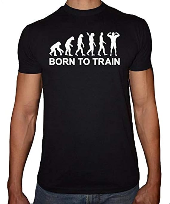 Fast Print Men's Born to Train Round Neck T-Shirt (Black, White)