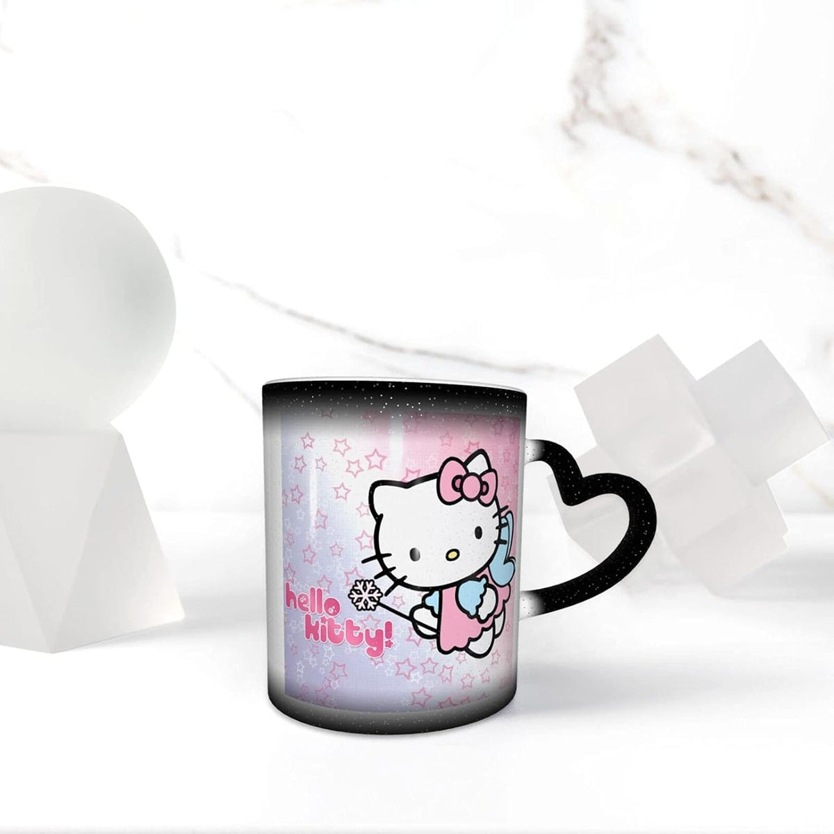 Tinwyde Anime Kitty Cat Mug Coffee Travel Mugs Novelty Heat Color Changing Mug Magic Galaxy Starry Ceramic Tea Cups Gift
