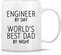 Fast Print Funny Mug - Engineer by Day World's Best Dad by Night 11 Oz Ceramic Coffee Mugs - Funny, Sarcasm, Sarcastic, Motivational, Inspirational birthday gifts for dad, papa, father, father's day gift