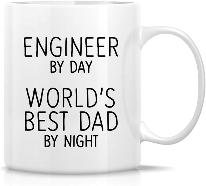 Fast Print Funny Mug - Engineer by Day World's Best Dad by Night 11 Oz Ceramic Coffee Mugs - Funny, Sarcasm, Sarcastic, Motivational, Inspirational birthday gifts for dad, papa, father, father's day gift