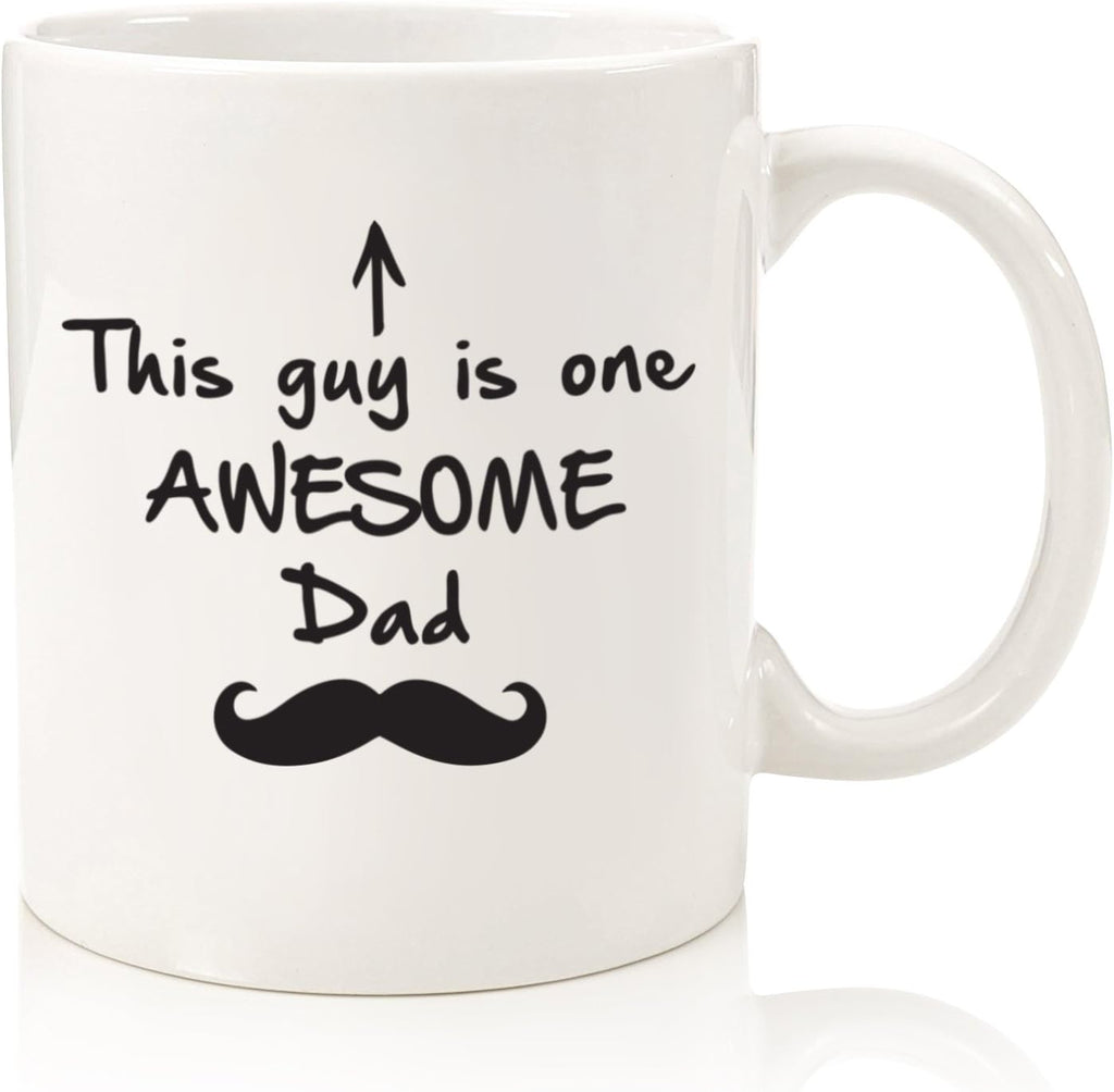Best Dad Gifts - Funny Coffee Mug - One Awesome Dad - Father's Day Gifts for Dad, Men - Unique Gift Ideas for Him from Daughter, Son, Wife - Cool Birthday Present for Husband - Fun Novelty Cup (White)
