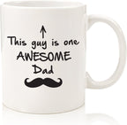 Best Dad Gifts - Funny Coffee Mug - One Awesome Dad - Father's Day Gifts for Dad, Men - Unique Gift Ideas for Him from Daughter, Son, Wife - Cool Birthday Present for Husband - Fun Novelty Cup (White)