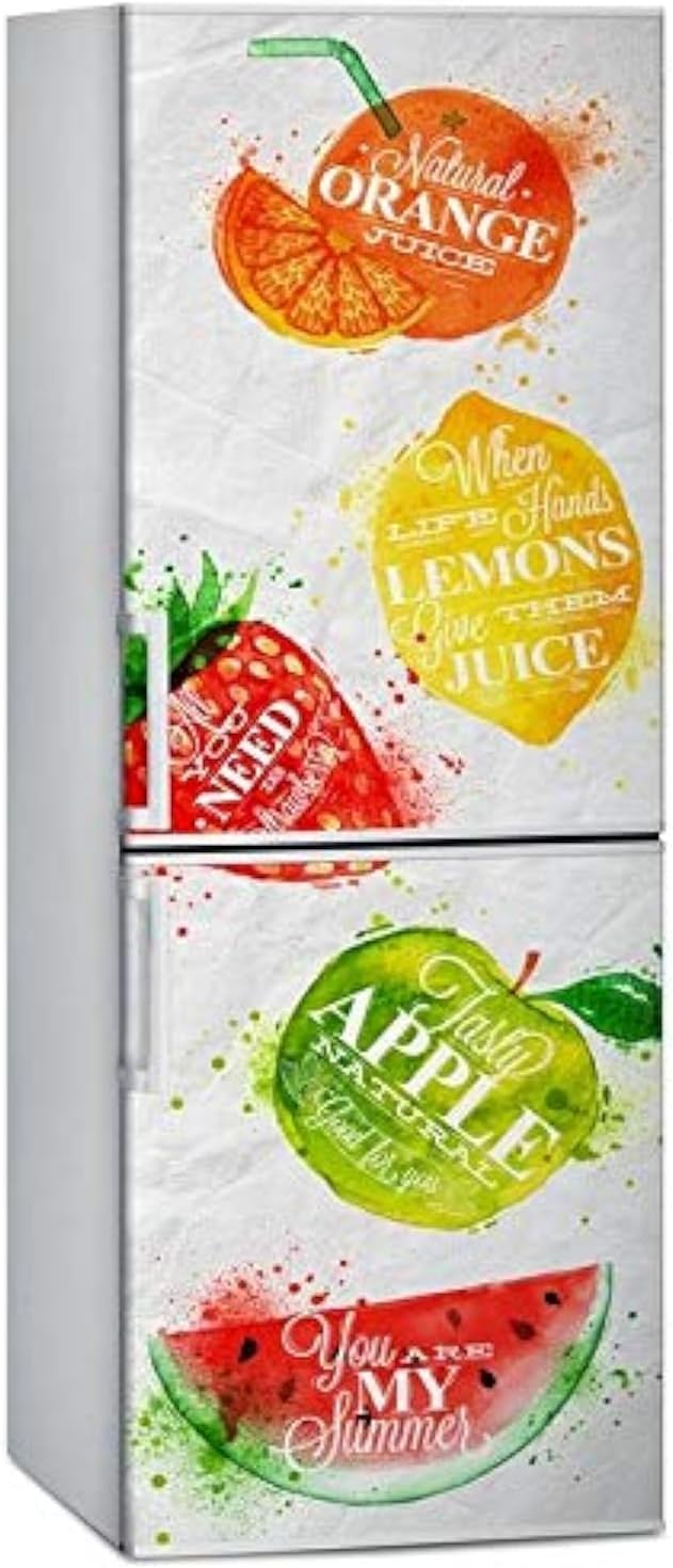HAN&CHENG Creative 3D Colorful Fruits Letters Fridge Sticker Self-adhesive Home Decorative Wall Sticker
