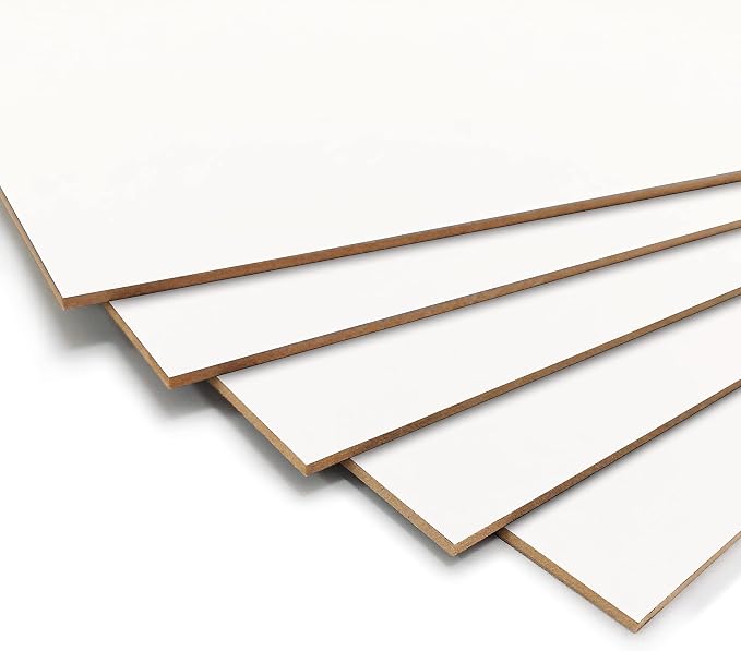 Diseños y Fabricados en Madera White MDF Board for Decoration, Crafts, Marquetry - 75 x 24 cm - Thickness 2.5 mm - Pack of 5