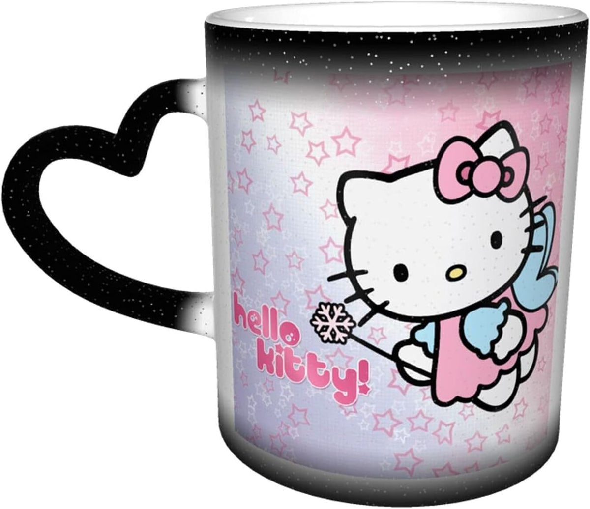 Tinwyde Anime Kitty Cat Mug Coffee Travel Mugs Novelty Heat Color Changing Mug Magic Galaxy Starry Ceramic Tea Cups Gift