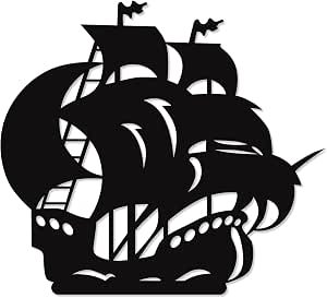 Wooden wall art with a pirate design, 80x80 cm, black
