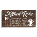 Pinetree Art Kitchen Rules Wall Decor Rustic Farmhouse Funny Kitchen Quote Wood Wall Sign Modern Home Wooden Signs for Kitchen Decoration (6" X 11.5", brown)