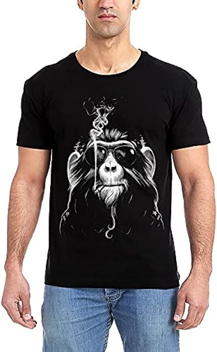 T-Shirt Factory Black Cotton Round Neck T-Shirt For Men - 2724329822386