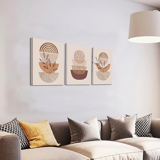 DZRWUBHS Boho Wall Decor Living Room Canvas Wall Art For Bedroom Abstract Line Wall Paintings Wall Decorations For Office Abstract Prints Artwork Room Wall Pictures Kitchen Home Decoration 3 Piece Set