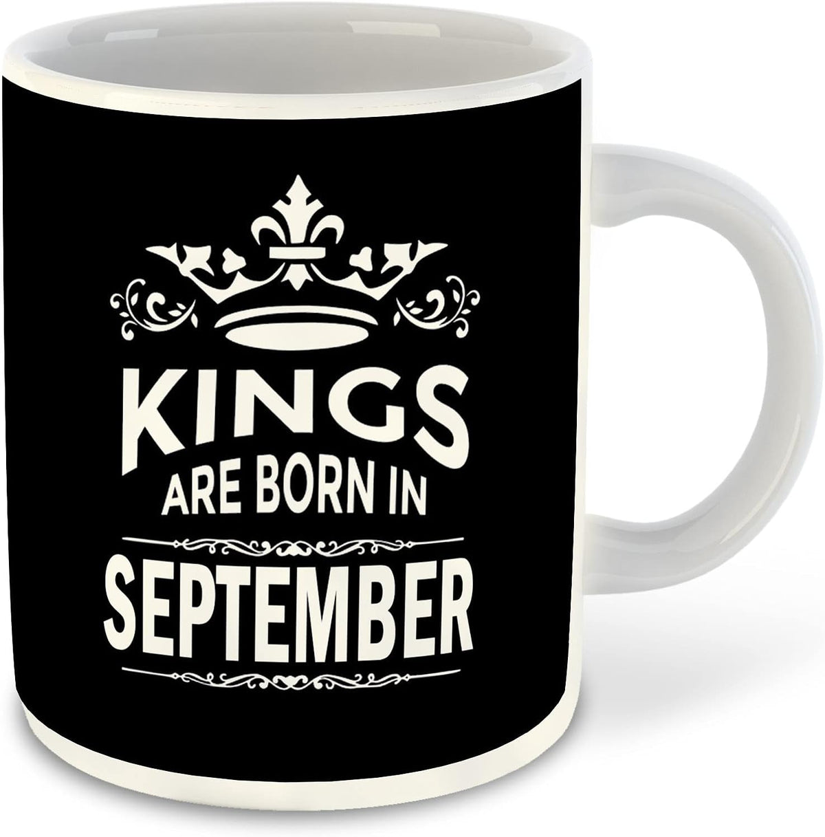 WHATS YOUR KICK® - Kings are Born in September Printed White Inner Colour Ceramic Coffee Mug with Coaster | Drink | Milk Cup - Best Gift | Kings Happy Birthday (Design 8)