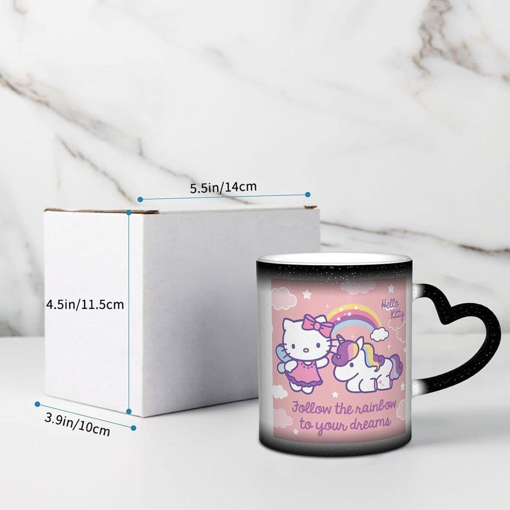 Tinwyde Anime Kitty Cat Mug Coffee Travel Mugs Novelty Heat Color Changing Mug Magic Galaxy Starry Ceramic Tea Cups Gift
