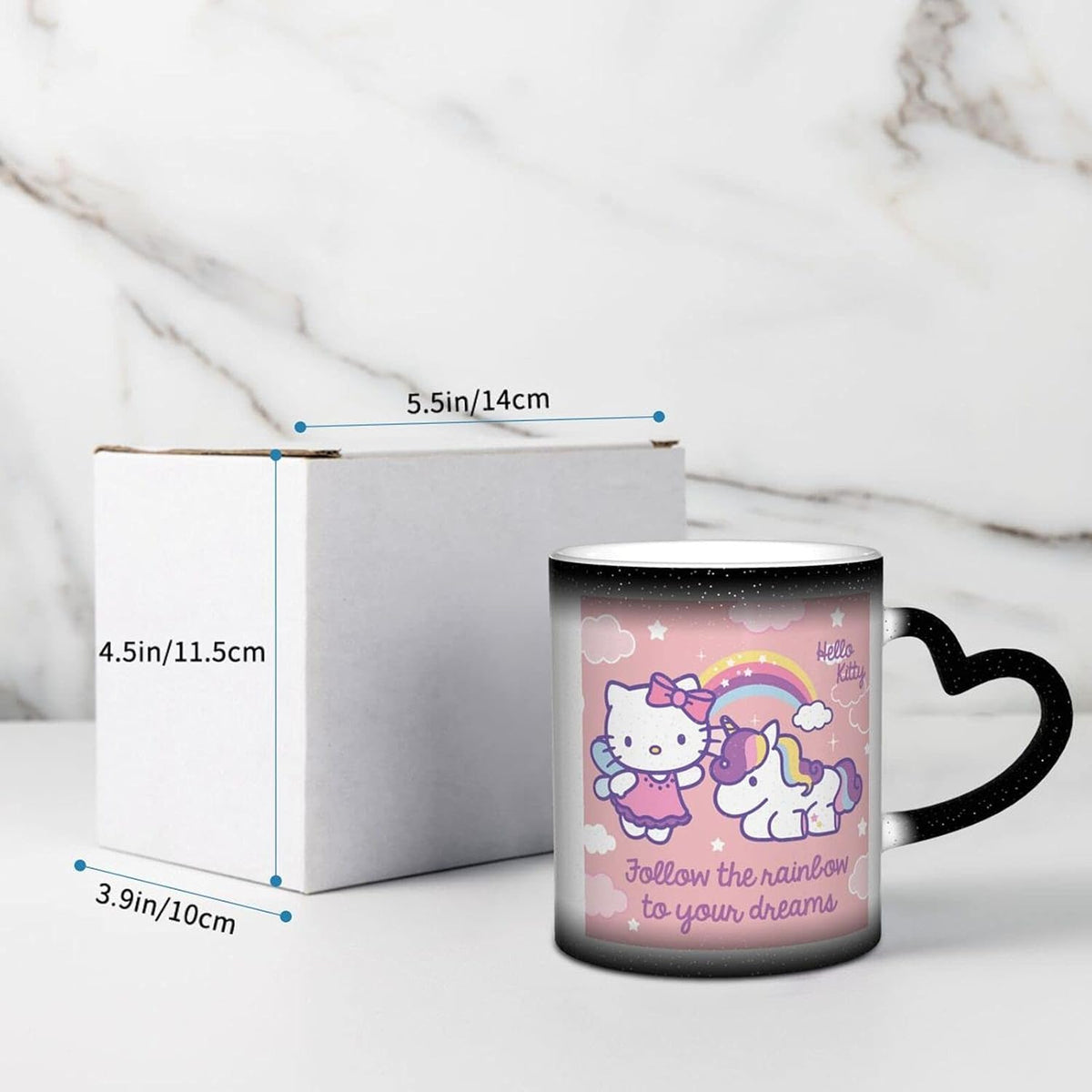 Tinwyde Anime Kitty Cat Mug Coffee Travel Mugs Novelty Heat Color Changing Mug Magic Galaxy Starry Ceramic Tea Cups Gift