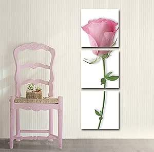 Smile Gallery Pink Rose-Print Square-Shaped Modern Tableau, 90x30 cm - 3 Pieces