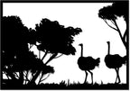 Wooden Wall Art Panel with Ostrich Design, 60x80cm, Black