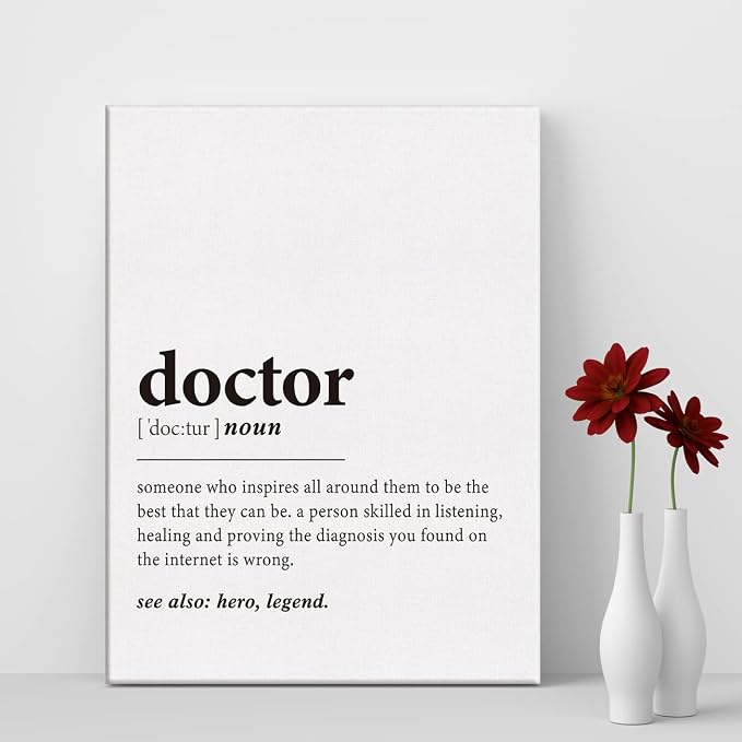 LEXSIVO Doctor Definition Print Canvas Wall Art Doctor Office Decor Modern Doctor Painting 12x15 Canvas Poster Framed Ready to Hang Artwork Medical School Student New Doctor Gift