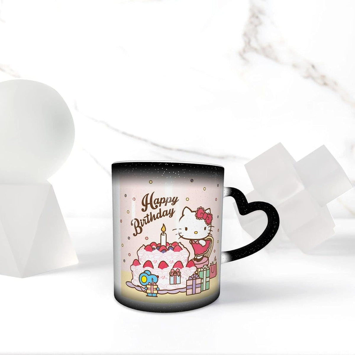 Tinwyde Anime Kitty Cat Mug Coffee Travel Mugs Novelty Heat Color Changing Mug Magic Galaxy Starry Ceramic Tea Cups Gift