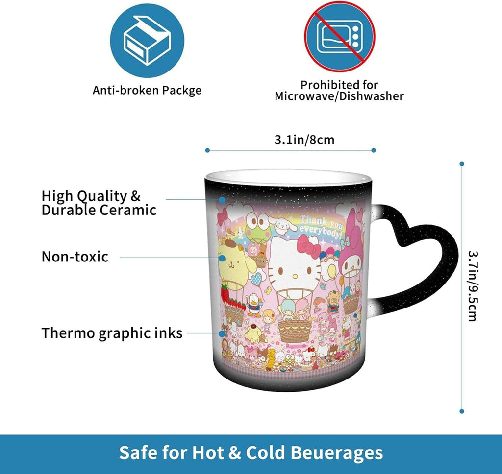 Tinwyde Anime Kitty Cat Mug Coffee Travel Mugs Novelty Heat Color Changing Mug Magic Galaxy Starry Ceramic Tea Cups Gift